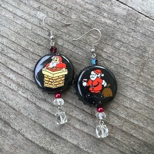 Santa Bottle Cap Earrings